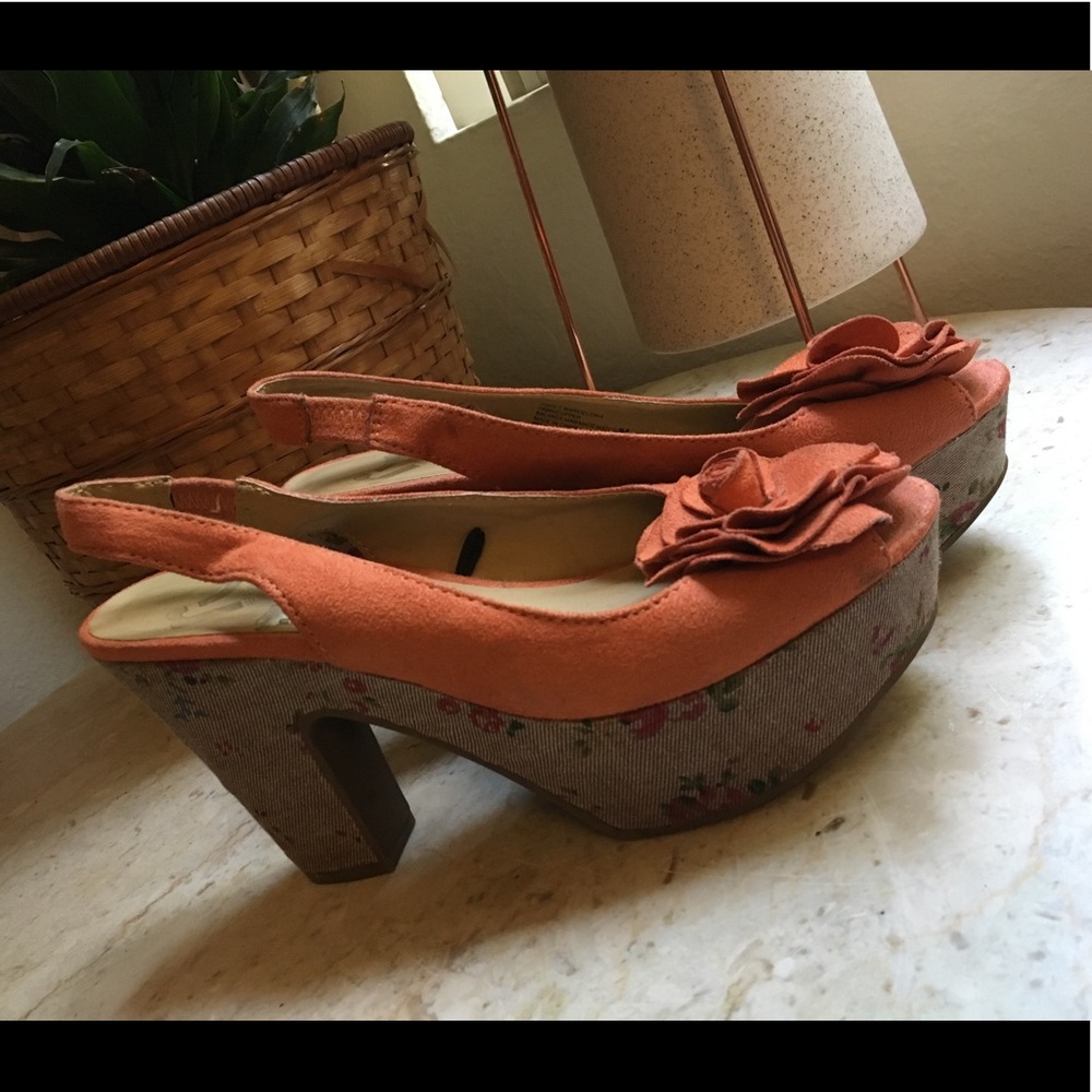 Report Barcelona Orange Slingback Platforms